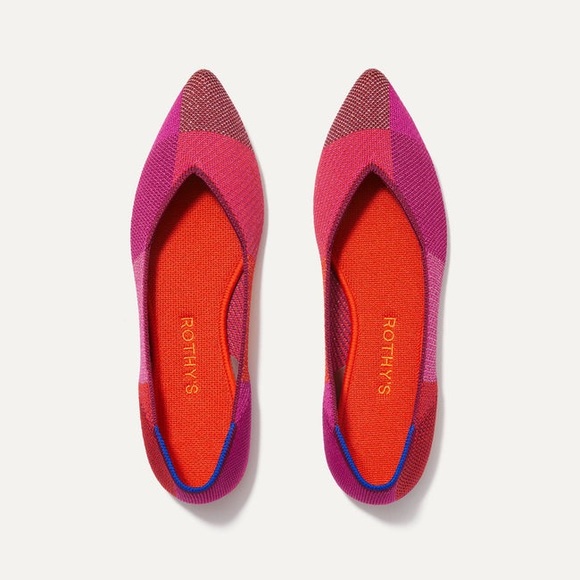 RARE DEADSTOCK! Rothy’s The Point Metallic Pomegranate Flats, Vegan, Pointed-Toe - Picture 2 of 4
